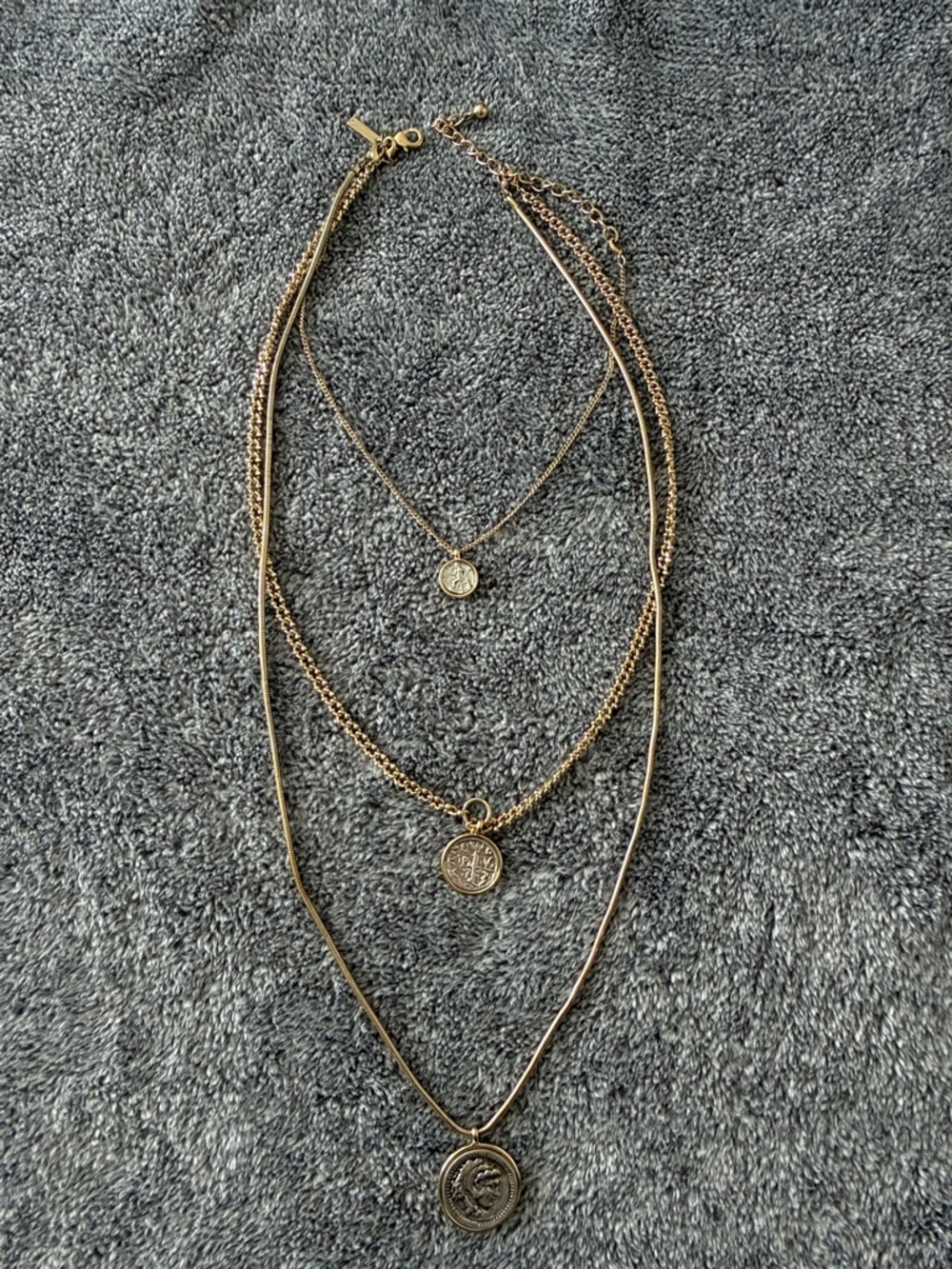 Layered Gold Coin Pendant Necklace - Women Jewelry